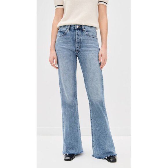 Frame Denim - Frame The Lax Wisp Raw Fray Flare Wide Leg Denim Jeans Women's 28 $298